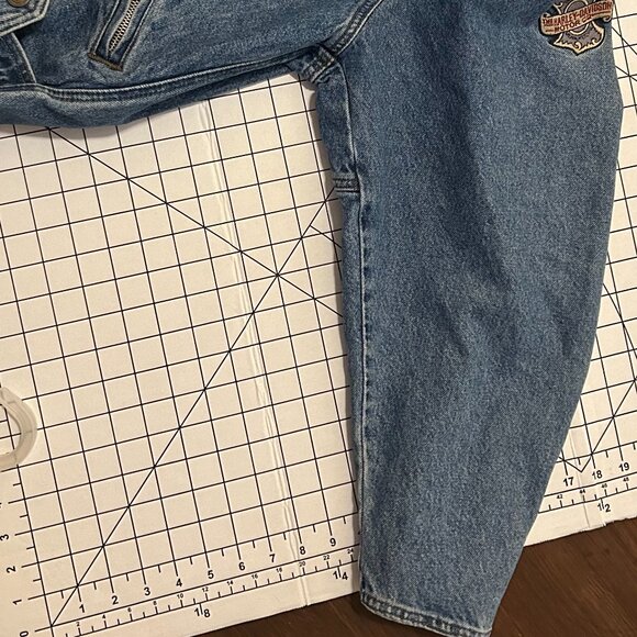 Men's Made in USA; Harley Davidson “Biker Blues” Jean Bomber Jacket- Size 2 XL - Picture 6 of 16